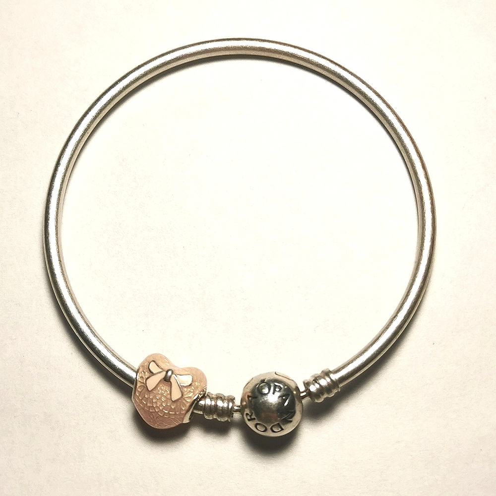 Pandora Pink Bow Lace and Heart Charm